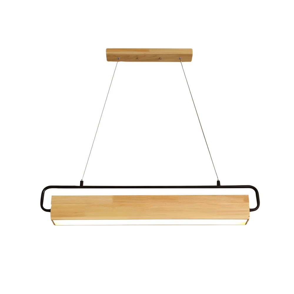 Modern Wooden LED Pendant Light - Rectangle Dining Fixture