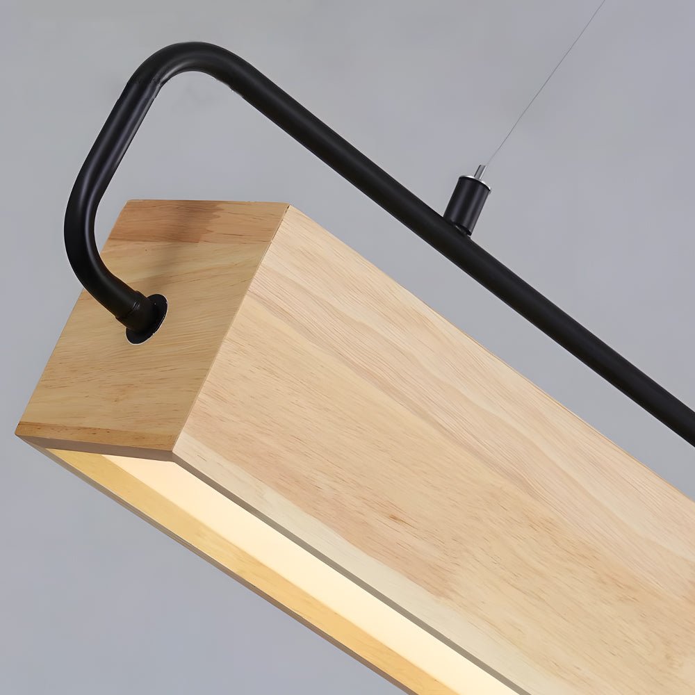 Modern Wooden LED Pendant Light - Rectangle Dining Fixture