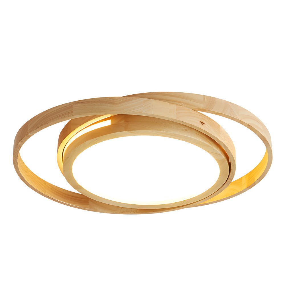 Wooden Oval Rings LED Flush Mount Ceiling Light with Acrylic Shade