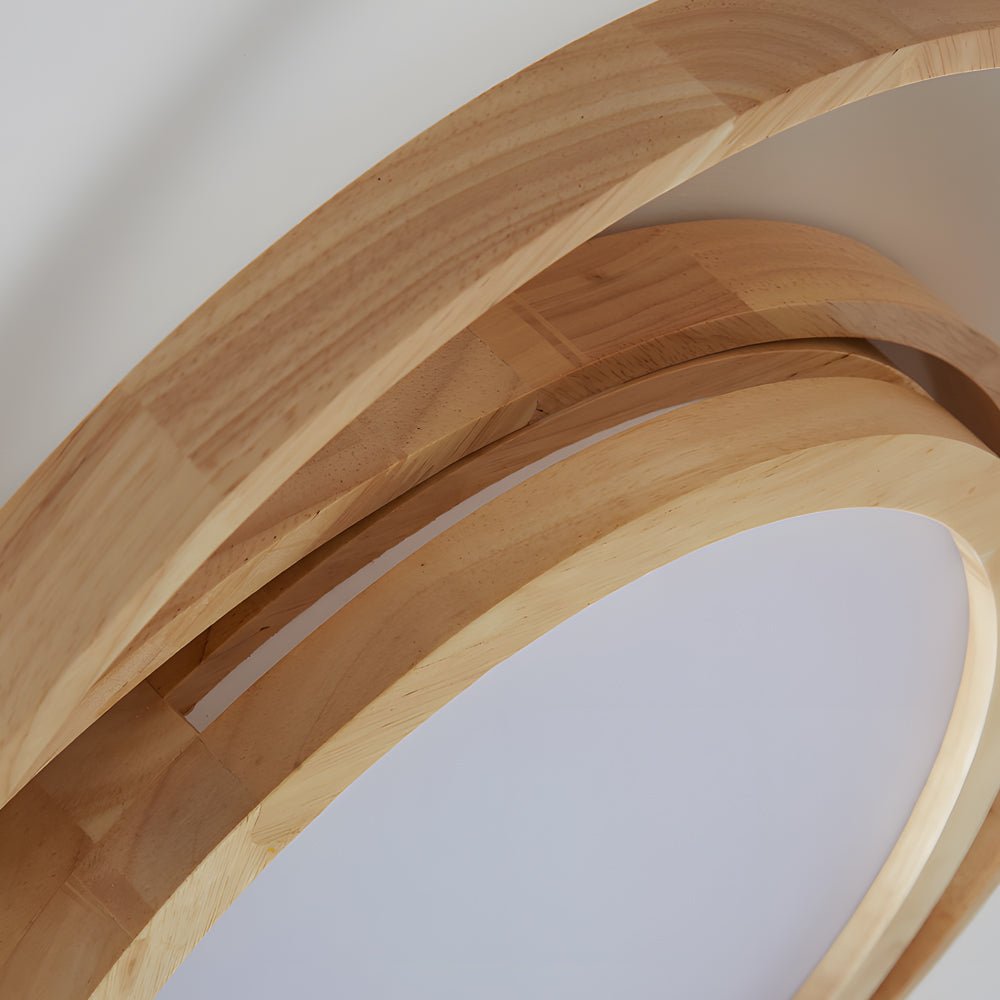 Wooden Oval Rings LED Flush Mount Ceiling Light with Acrylic Shade