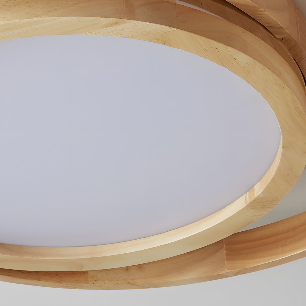 Wooden Oval Rings LED Flush Mount Ceiling Light with Acrylic Shade