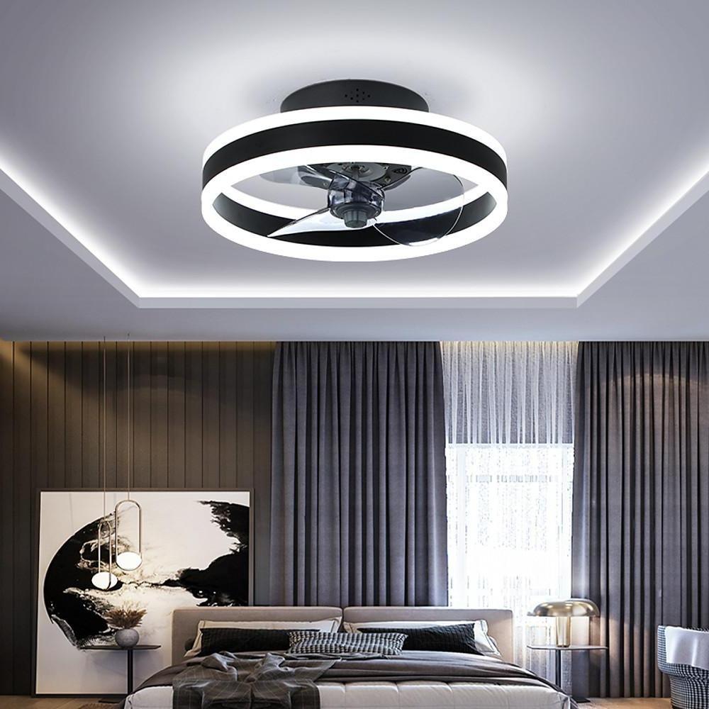 16" Modern Dimmable LED Ceiling Fan with Light Flush Mount