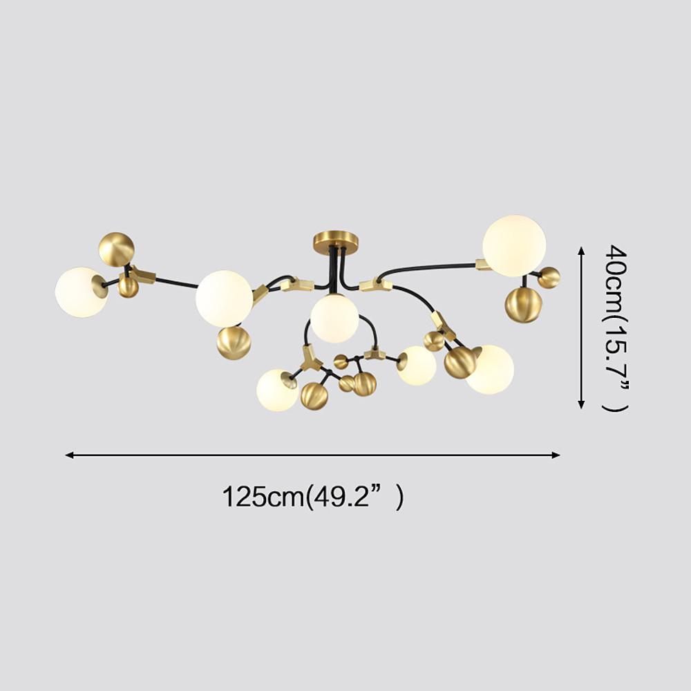 Modern Sputnik Chandelier with 7 LED Lights in Gold Finish