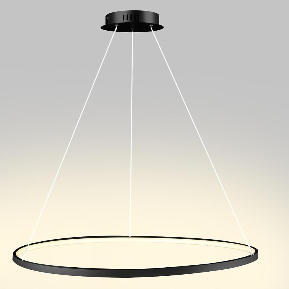 Modern Ring Pendant Light 30W LED Dimmable Black Metal Acrylic