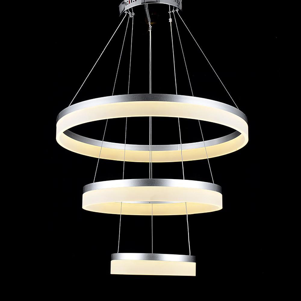 24" Triple Ring Modern Metal Acrylic LED Chandelier