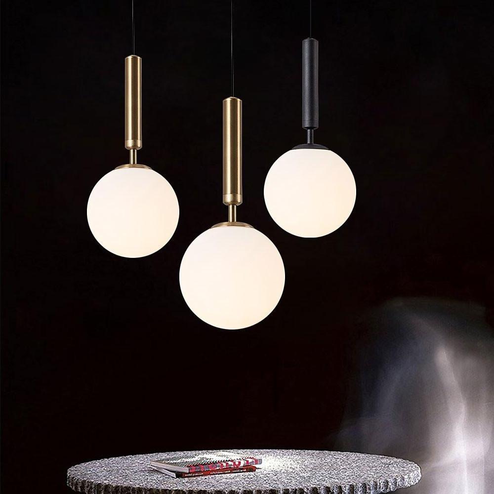 Globe Glass Pendant Light with Electroplated Metal Finish