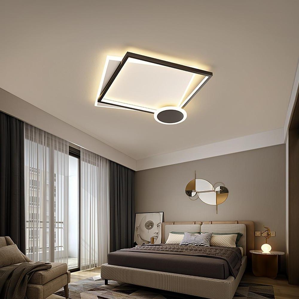 Modern Geometric LED Flush Mount Ceiling Light – Metal & Acrylic