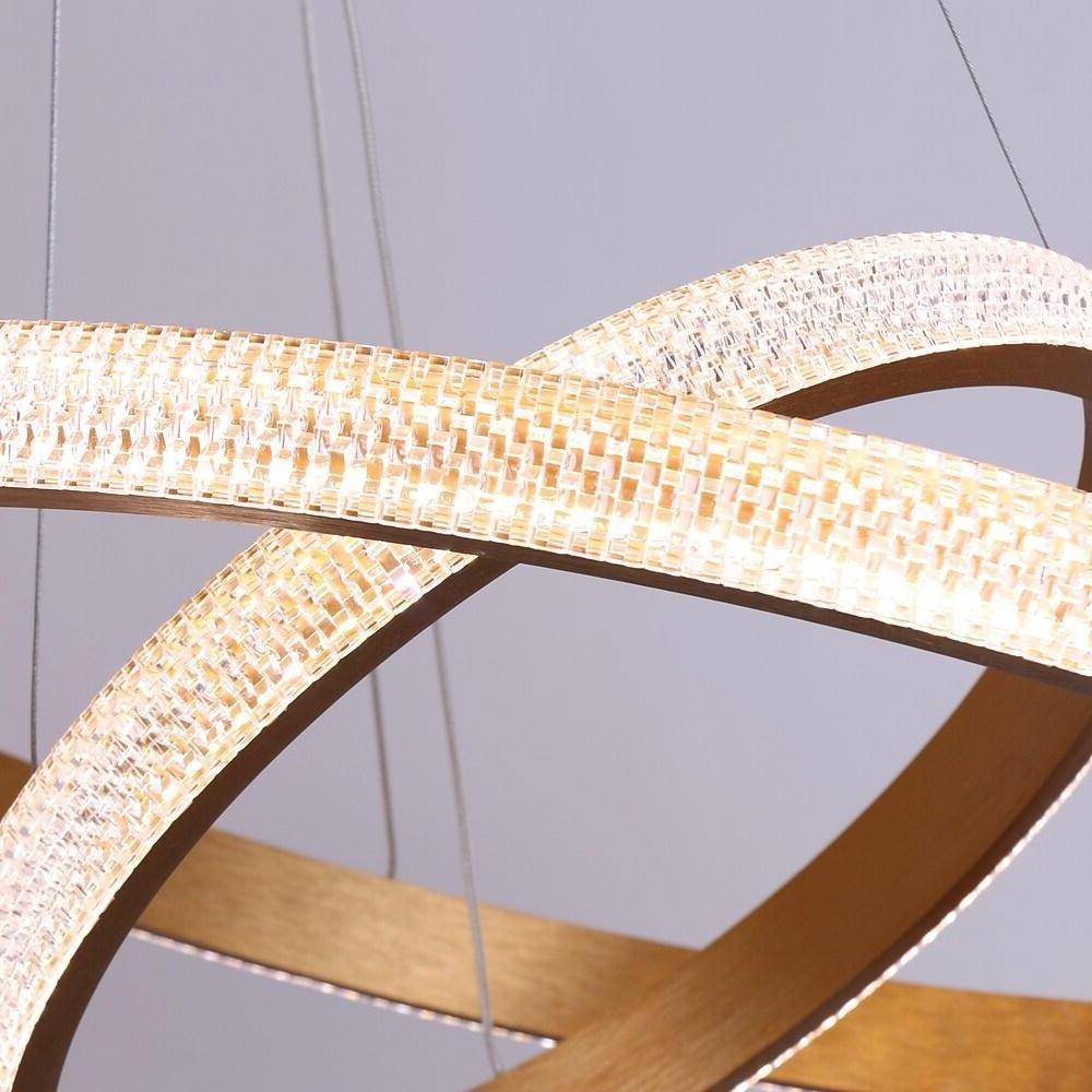 Modern Circle LED Chandelier Aluminum Acrylic Dining Room Light
