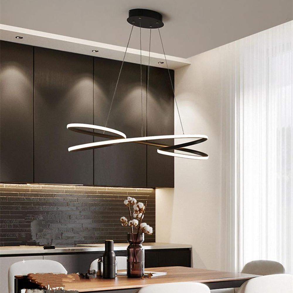 Modern Wave Ribbon LED Chandelier Aluminum Acrylic Pendant