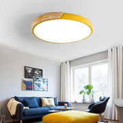 Nordic LED Flush Mount Ceiling Light with Wood Accent - 16 Inch