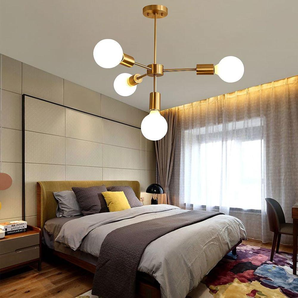 Modern Gold 4-Light Pendant – Industrial Iron Ceiling Fixture 27"