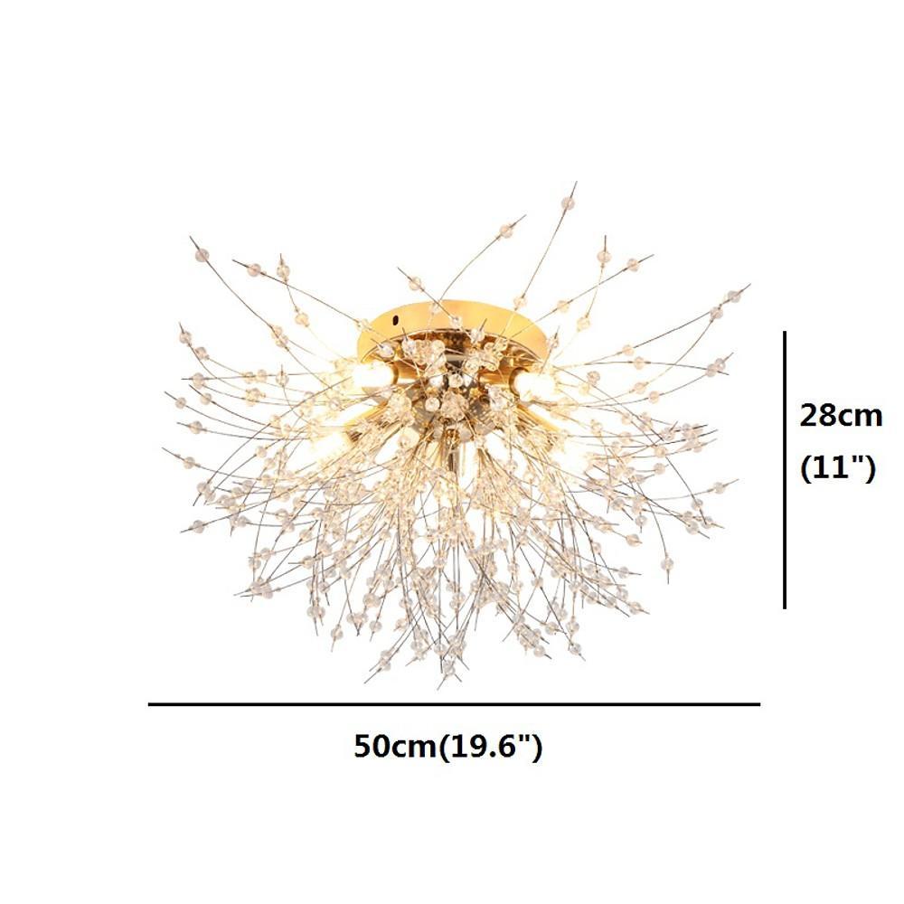 5-Light Crystal Flush Mount Ceiling Light Modern Firework Design