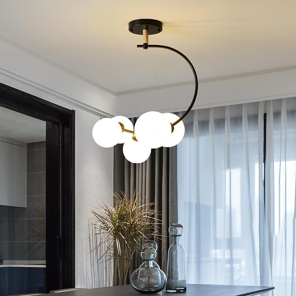 5-Light Cluster Globe Chandelier Modern Glass & Metal Ceiling Light