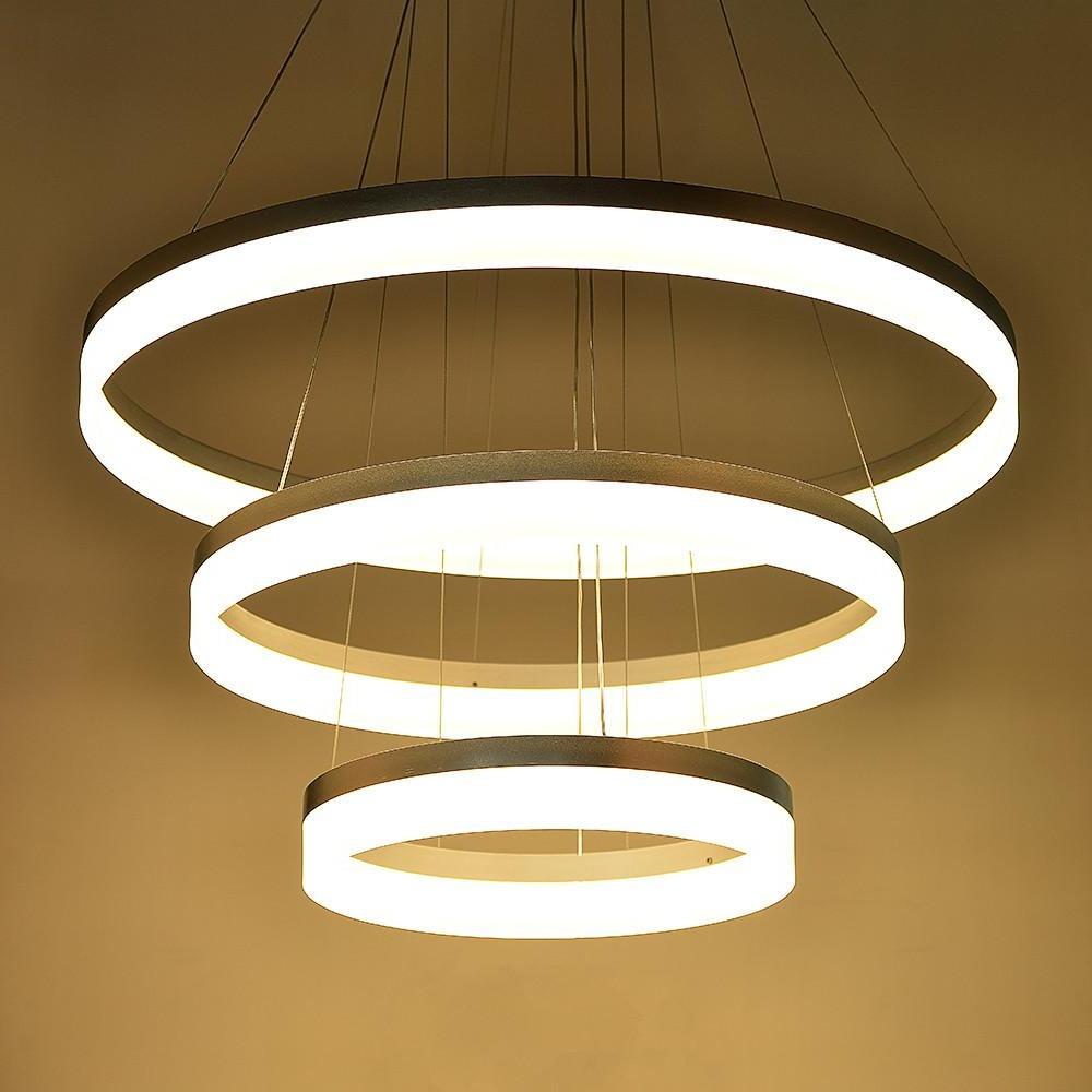 Adjustable 3-Ring Dimmable LED Chandelier Modern Pendant Light