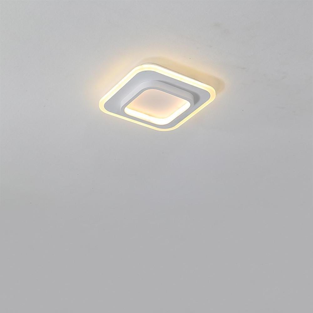 Modern Double Square Flush Mount LED Ceiling Light Black White
