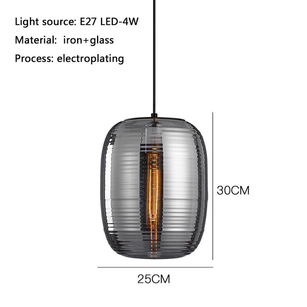 Lantern Glass Pendant Light Modern Electroplated Island Lighting