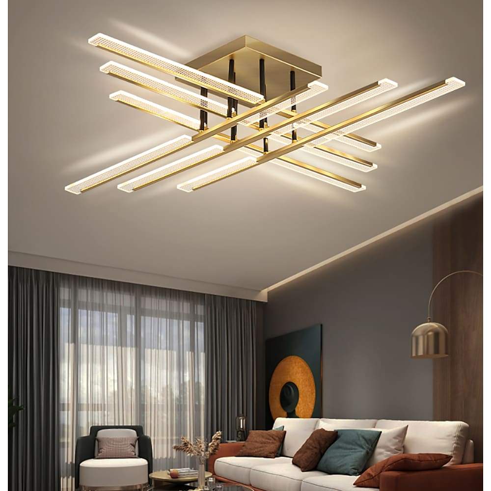Modern Linear LED Flush Mount Ceiling Light with Metal Frame