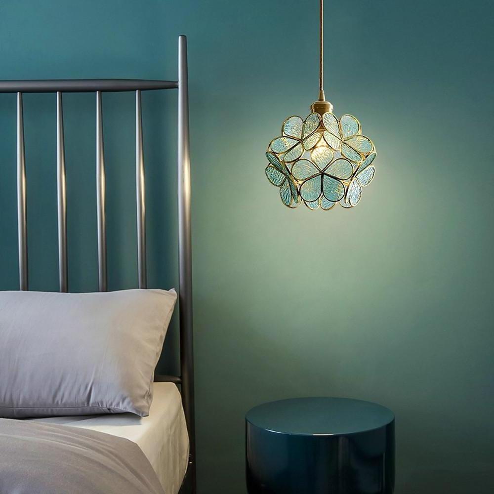 Floral Crystal Pendant Light Brass Copper Globe Chandelier