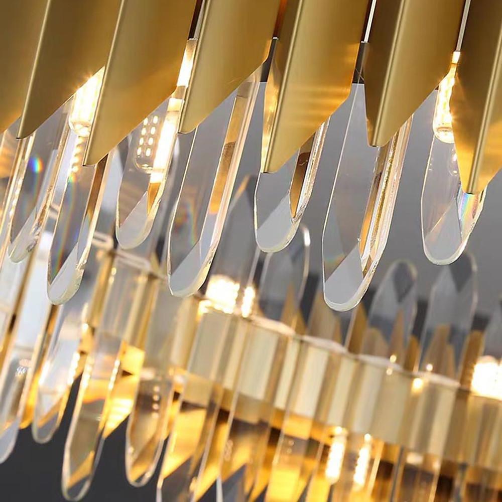 Modern Crystal Chandelier Round Stainless Steel Ceiling Light