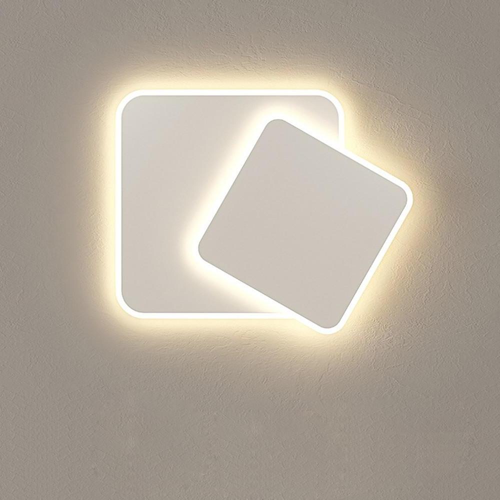 Modern White Square LED Flush Mount Ceiling Light - 2 Tier Design