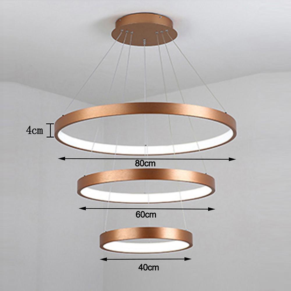 Bronze 3-Tier Ring Chandelier Dimmable LED 59" Adjustable