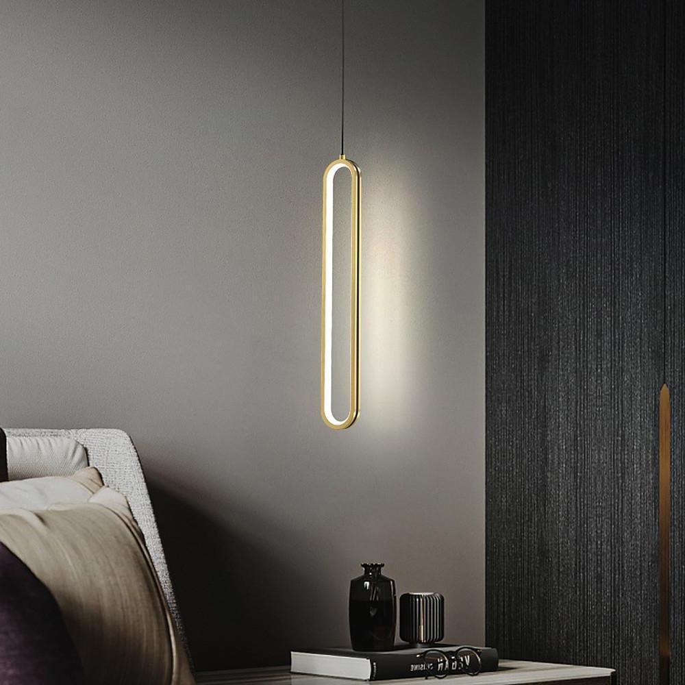 Modern Elongated Pendant Light with Metal Frame & Acrylic Shade