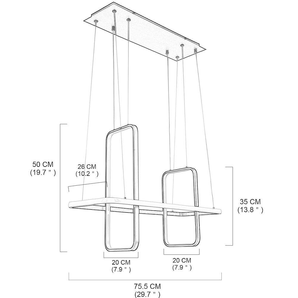 Rectangular LED Modern Chandelier Aluminum Pendant Light