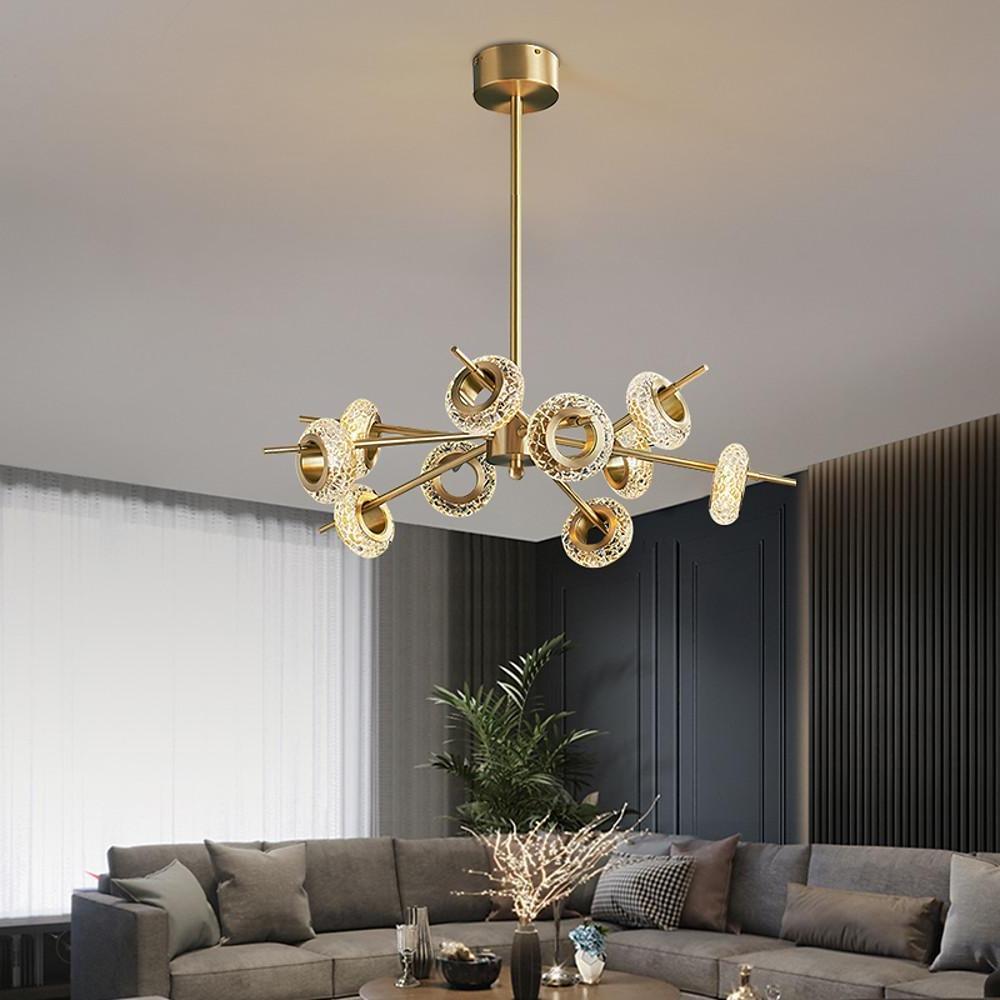 Modern Sputnik Chandelier with Copper Finish and Glass Shades