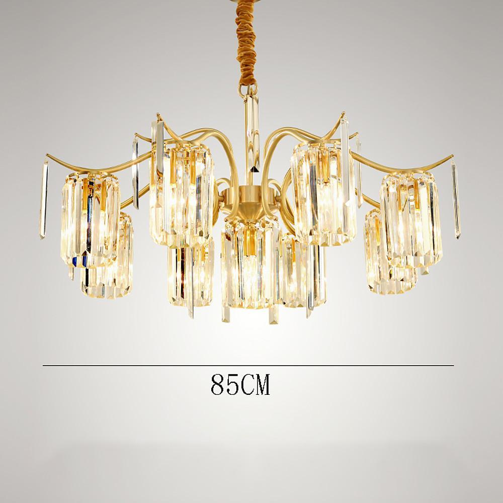 Crystal Chandelier Gold Copper Finish LED Ambient Lighting