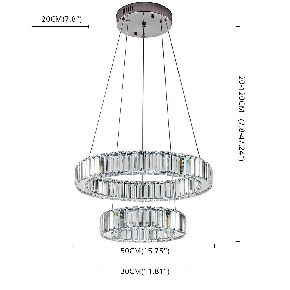 Modern Crystal Steel LED Chandelier with Dual Ring Design