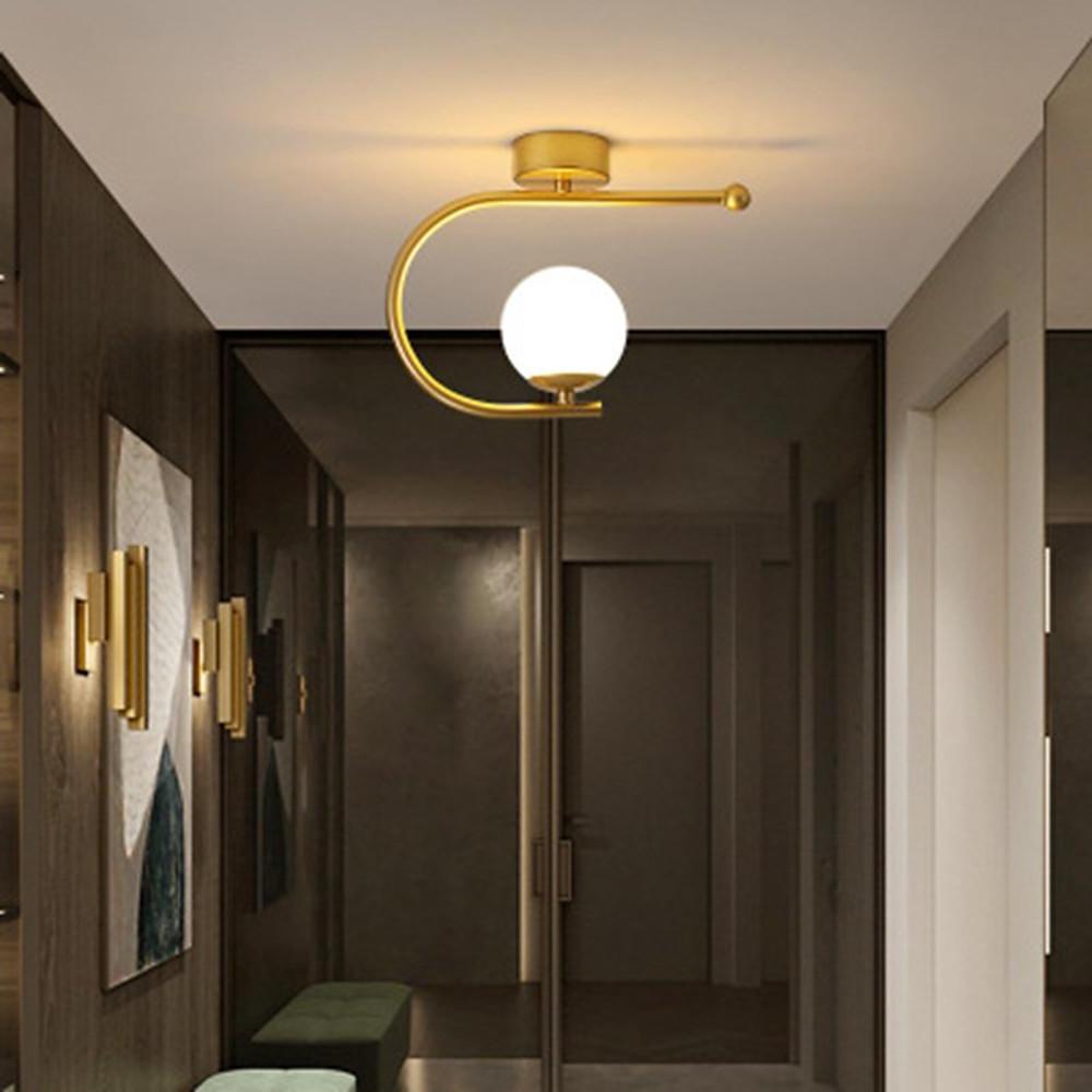 Black Curved Globe Flush Mount Ceiling Light Modern Metal Glass