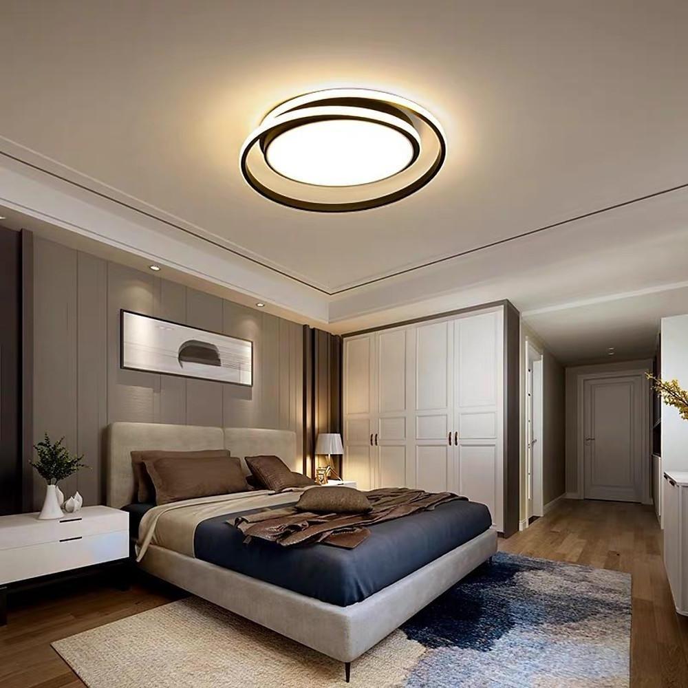 Modern Circular LED Flush Mount Ceiling Light - Black & Gold