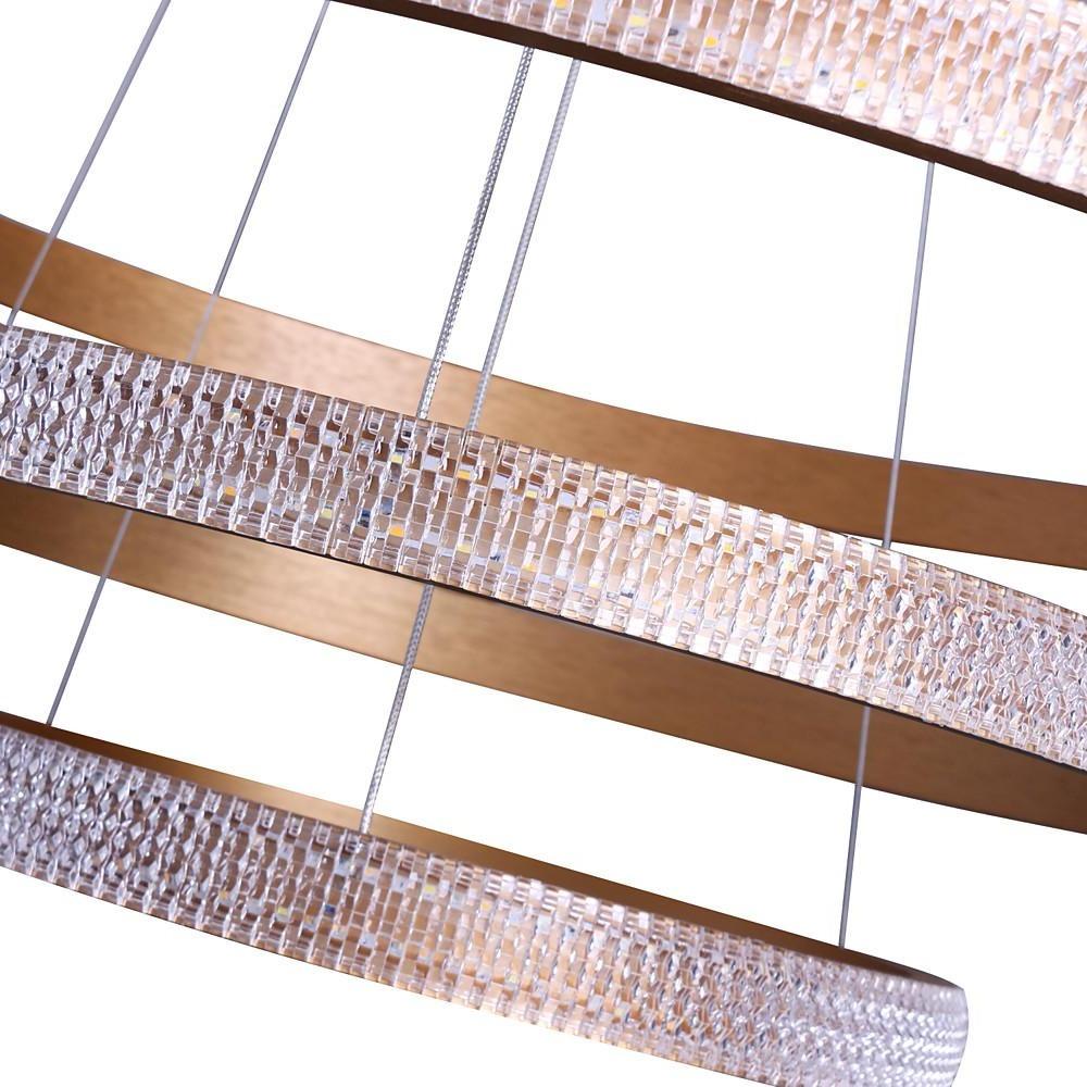 Adjustable 3-Ring LED Chandelier Gold Modern Aluminum Pendant