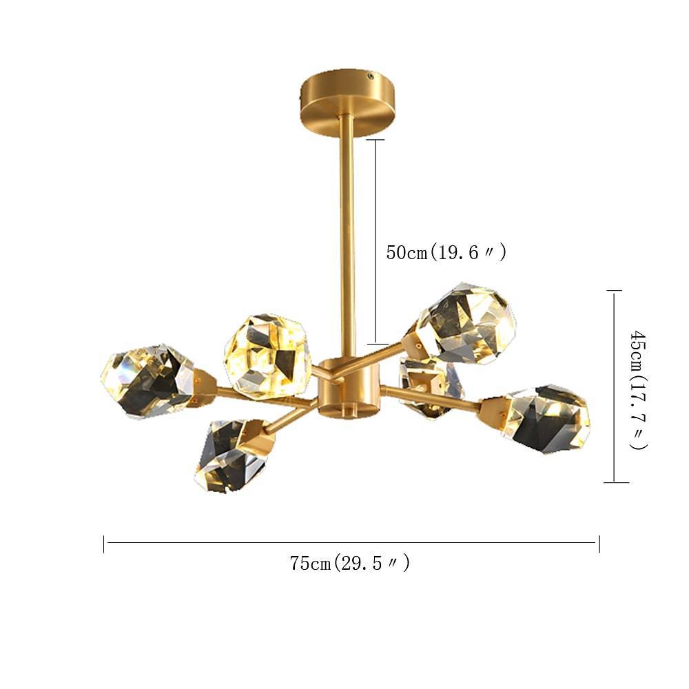 6-Light Crystal Chandelier with Gold Electroplated Finish