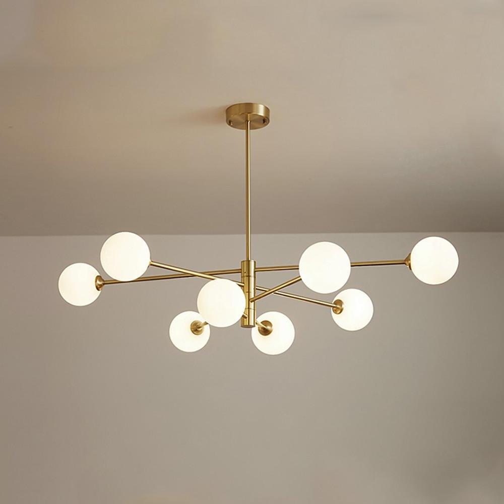 8-Light Geometric Cluster Pendant Light with Glass Globes