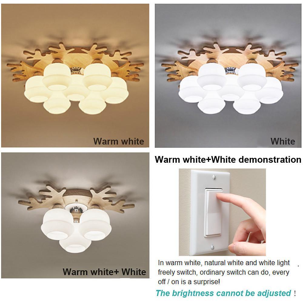 Modern Wood Glass Globe Flush Mount Ceiling Light | Ambient LED