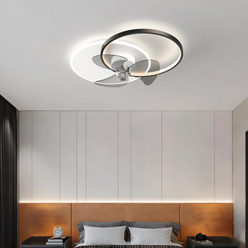 24'' Modern Flush Mount Ceiling Fan with Dimmable LED Light & Remote