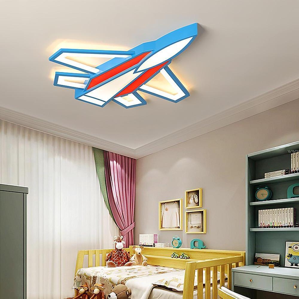 Cartoon Airplane LED Kids Ceiling Light Flush Mount Metal Acrylic