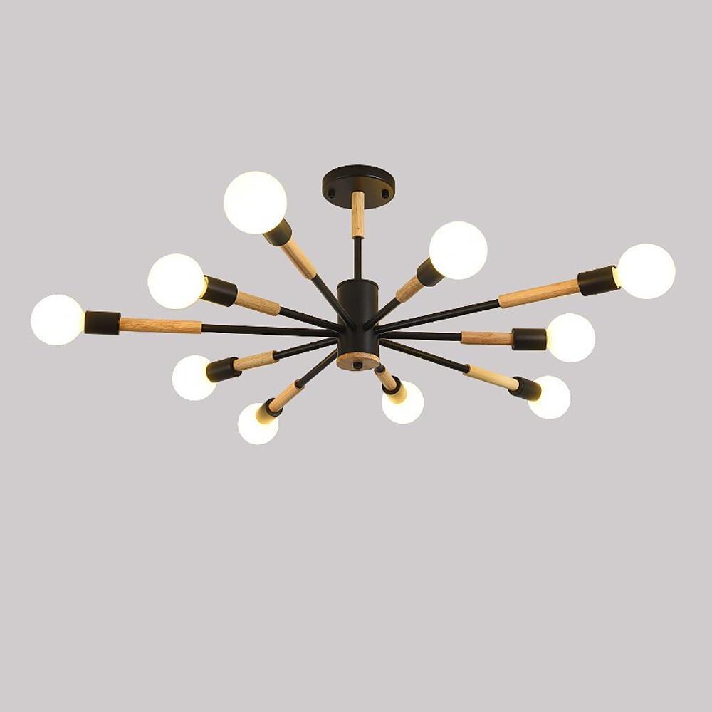 10-Light Nordic Flush Mount Ceiling Chandelier - Metal Finish