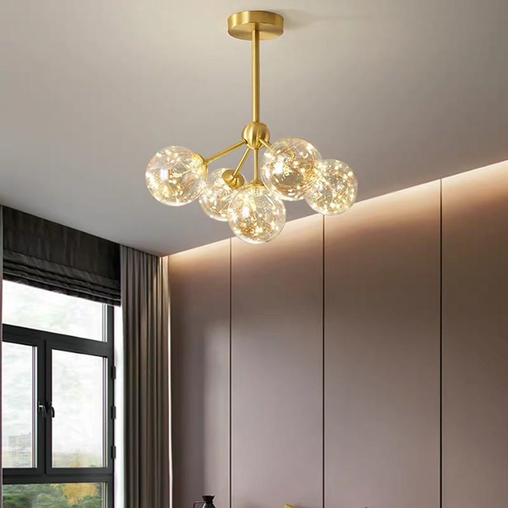 5-Globe Glass Flush Mount Ceiling Light - Modern Artistic LED