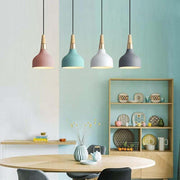 Modern Wood Metal Pendant Light LED Lantern Hanging Lamp