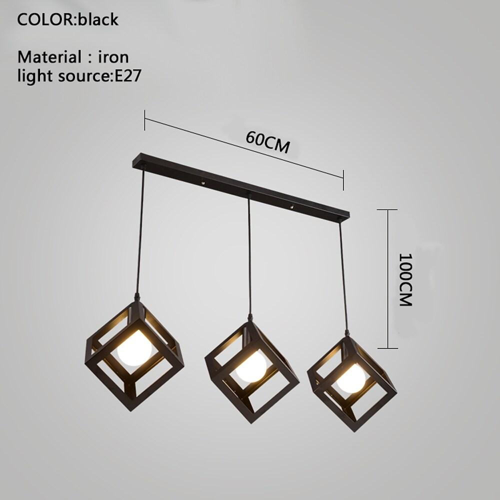 Geometric Black Metal LED Pendant Light – Adjustable Industrial