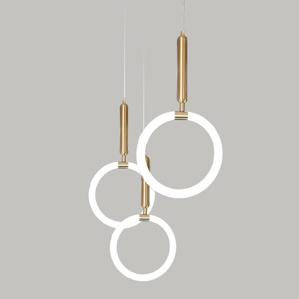 Modern Ring Pendant Light Metal Silica Gel LED Ceiling Fixture