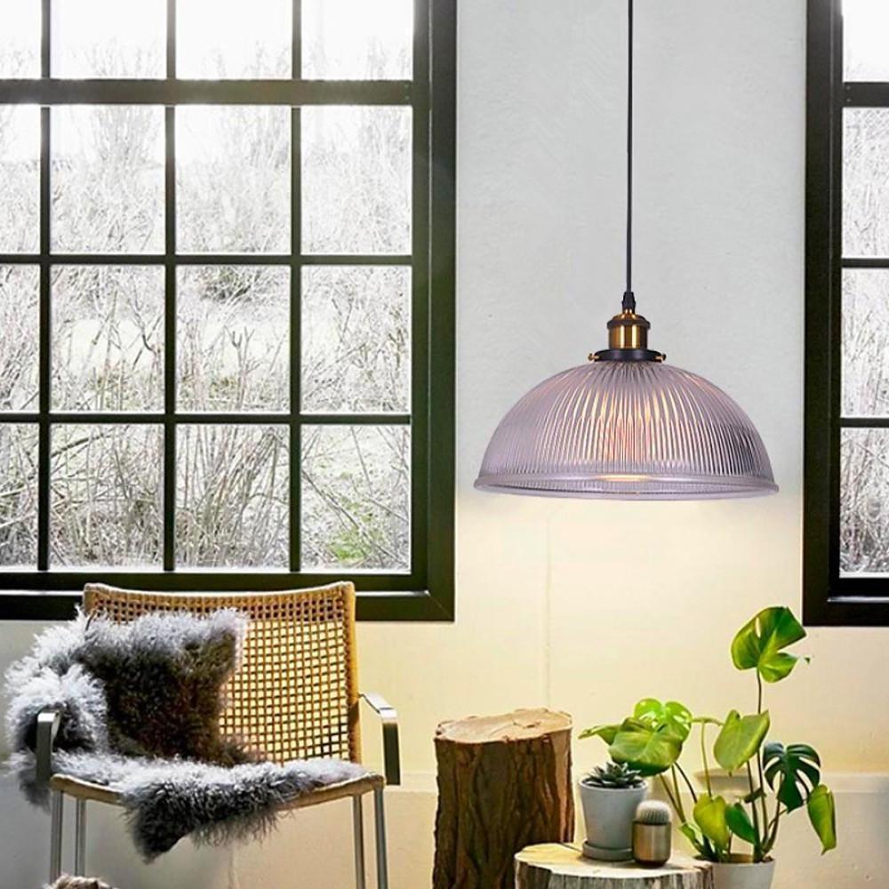 Vintage Glass Bowl Pendant Light with Electroplated Metal Finish