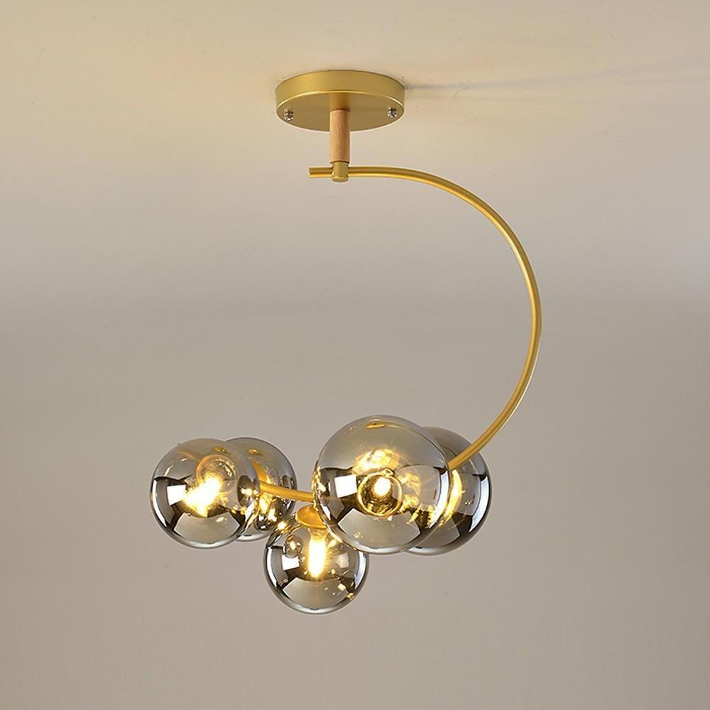 5-Light Cluster Globe Chandelier Modern Glass & Metal Ceiling Light