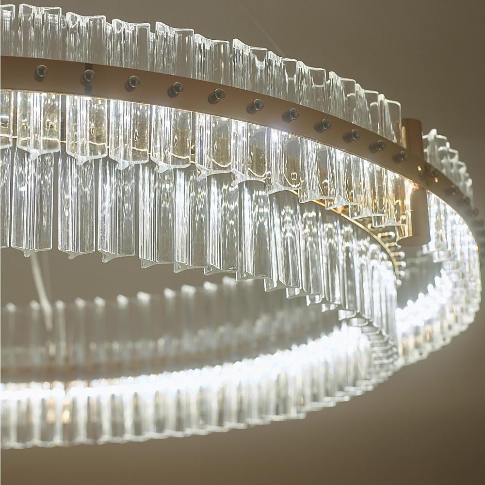Crystal Chandelier Gold Finish LED Ceiling Light Round Design