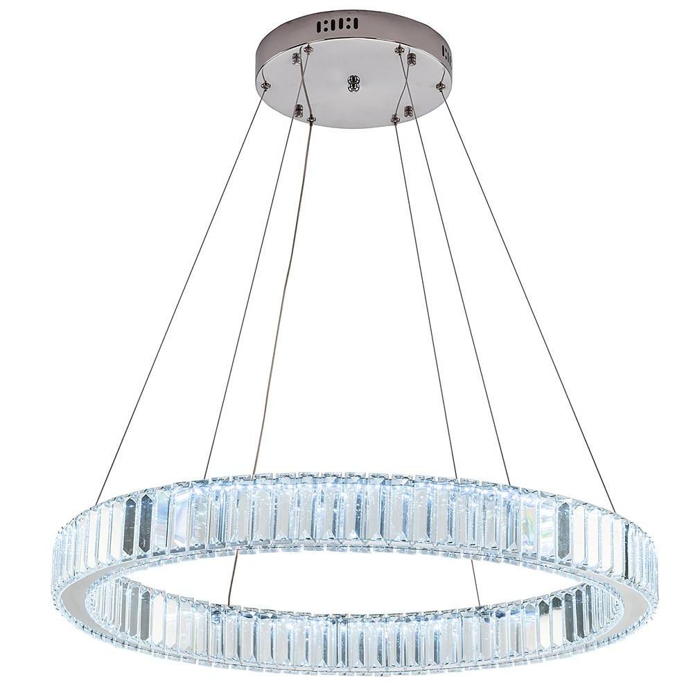 32" Crystal Ring Chandelier with Integrated LED in Gold Finish