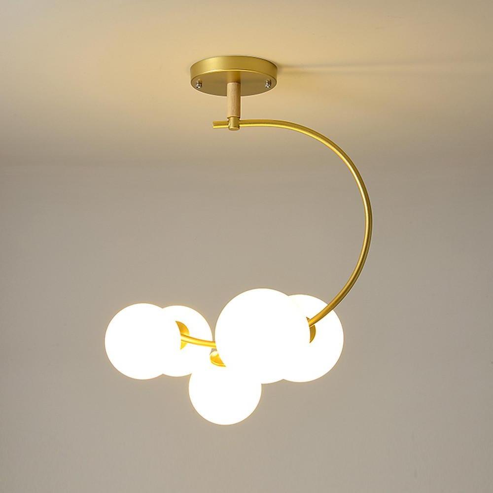 5-Light Cluster Globe Chandelier Modern Glass & Metal Ceiling Light