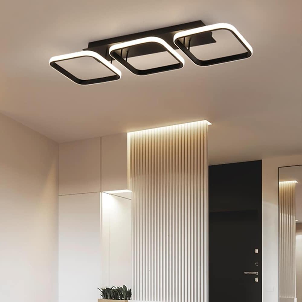 Modern Black Triple Square LED Flush Mount Ceiling Light