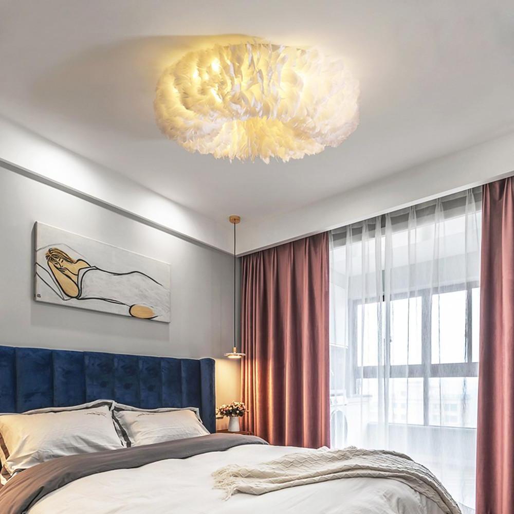 Nordic Feather Flush Mount Ceiling Light - Round LED Chandelier